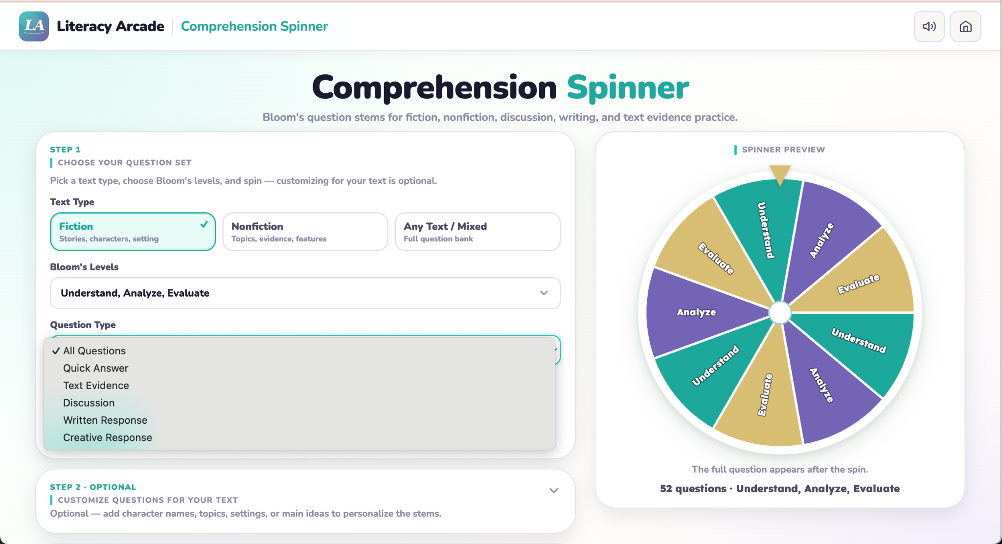 Comprehension Question Spinner preview